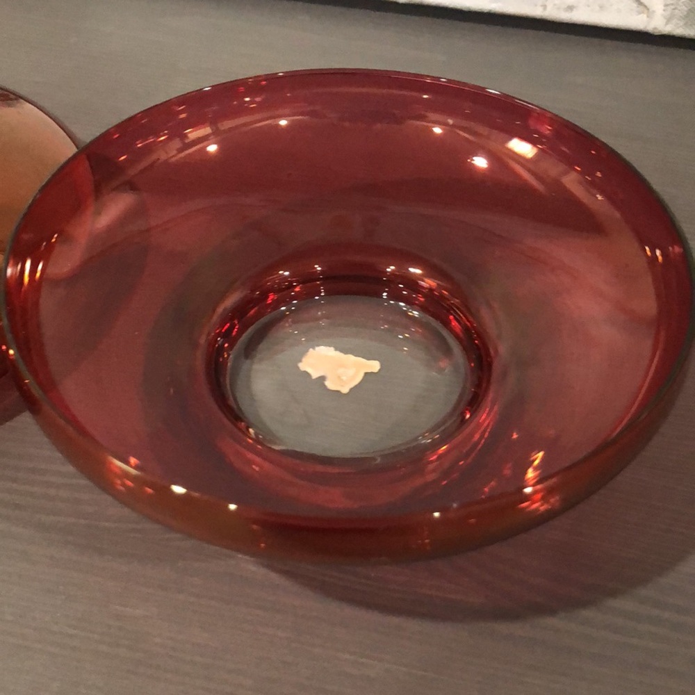 Gorgeous Iridescent Red Vintage Covered Glass Dish - Picture 5 of 13